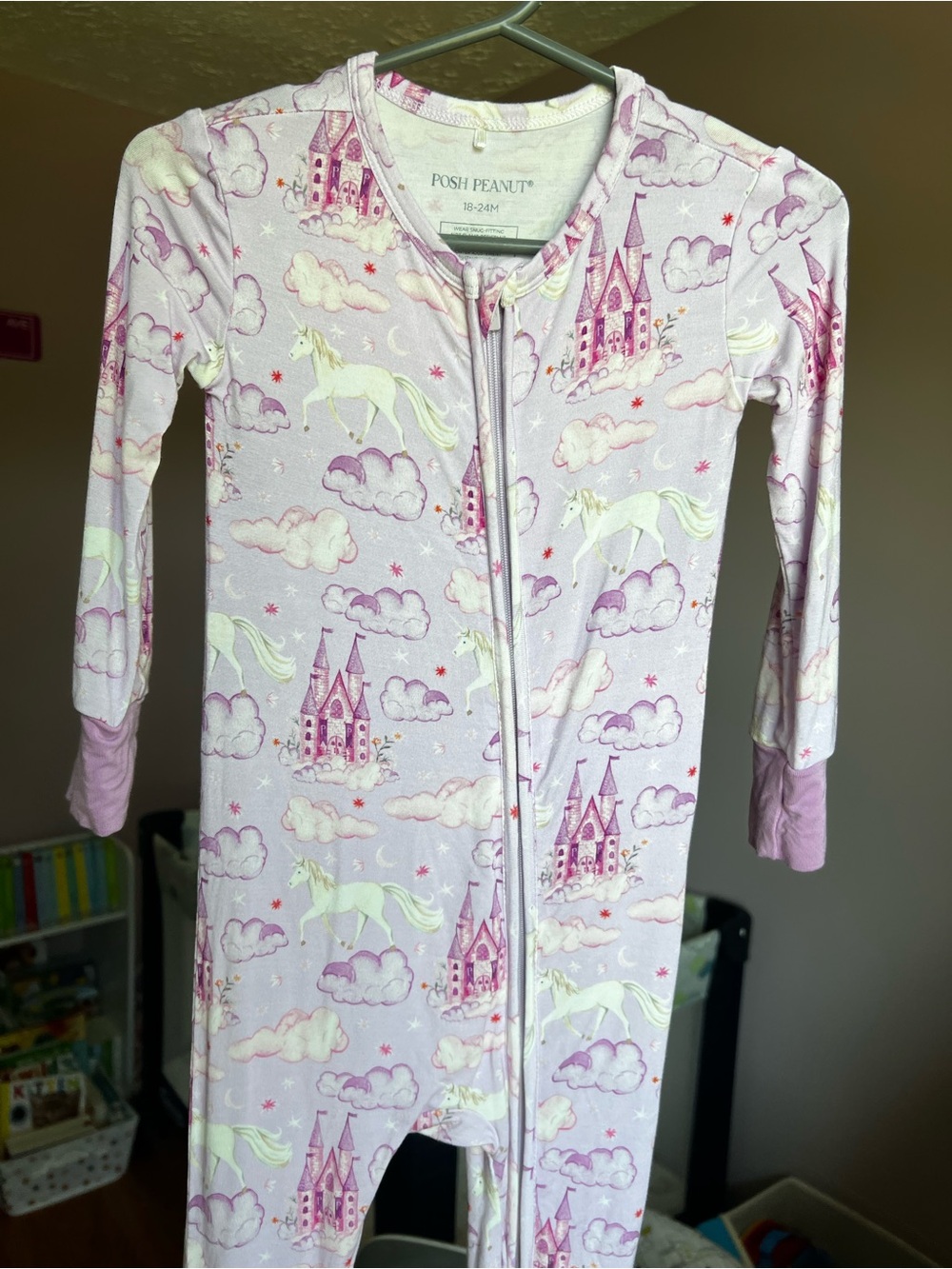 Posh Peanut Unicorn Dreams Purple Zippy Pajamas Size 18-24M VGUC